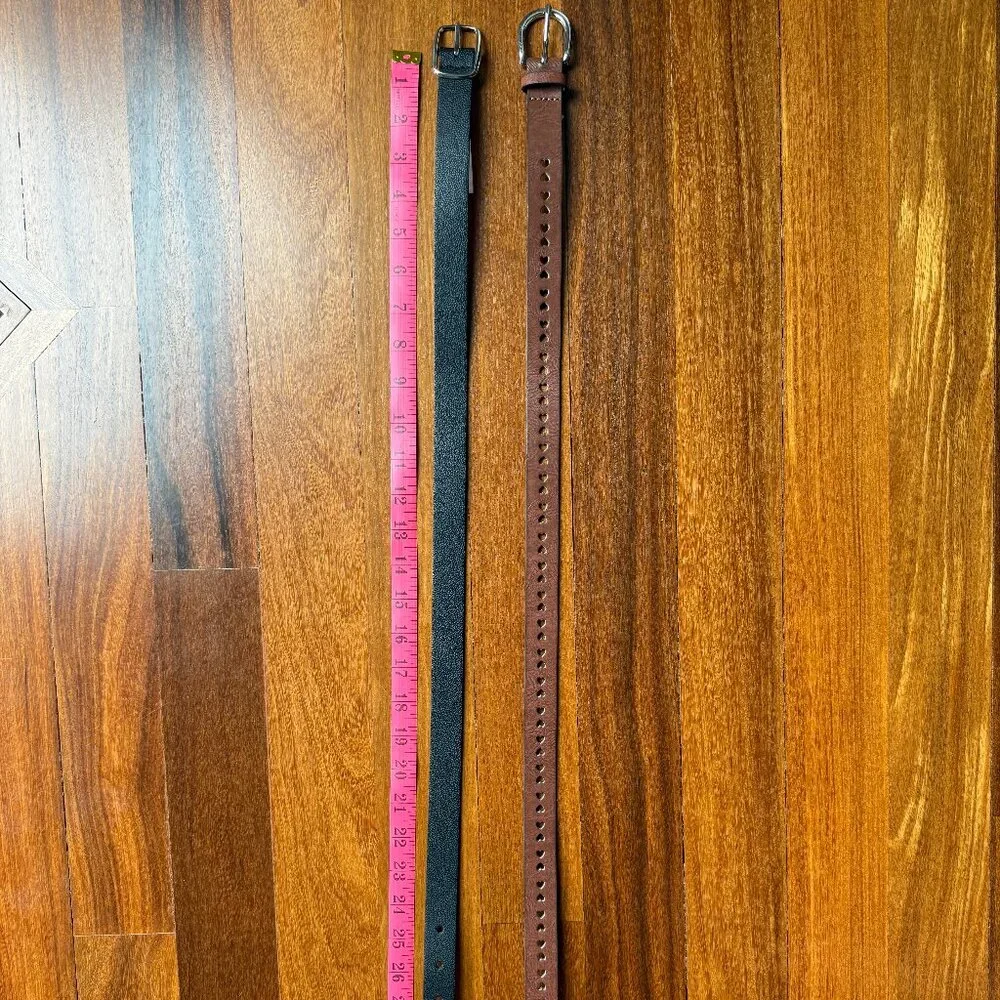 Two Girl's Belts - Black & Brown - Size L